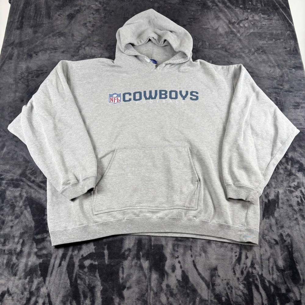 Reebok Hoodie Mens XXL Gray Dallas Cowboys NFL Football Sweatshirt Large Logo